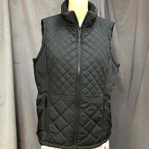 Andrew Marc Black Sleeveless Quilted Womens Zip-Up Vest medium